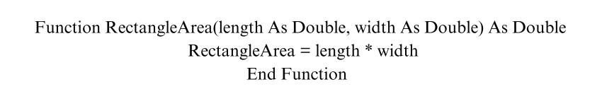 VBA function to calculate the area of a rectangle