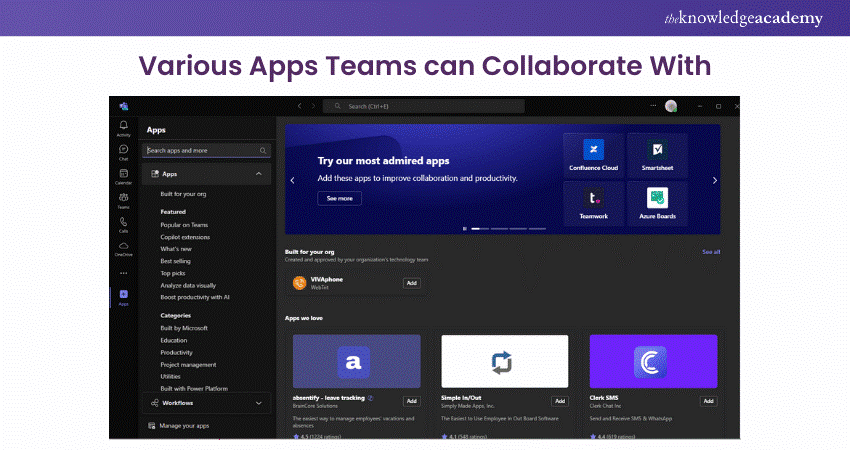 Various Apps Teams can collaborate With