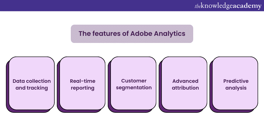 Visual illustrating the Adobe Analytics features