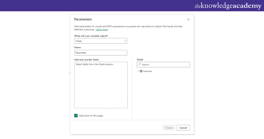 dialogue box to provide a name for your Parameter