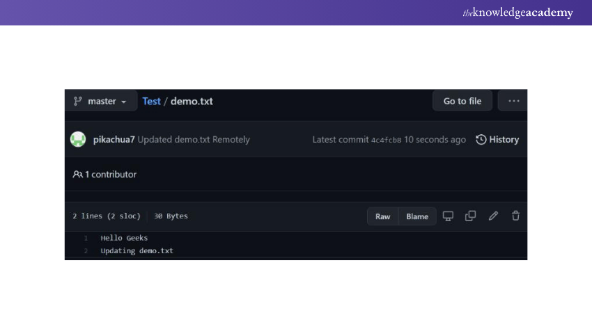 changes to demo.txt in the remote repository