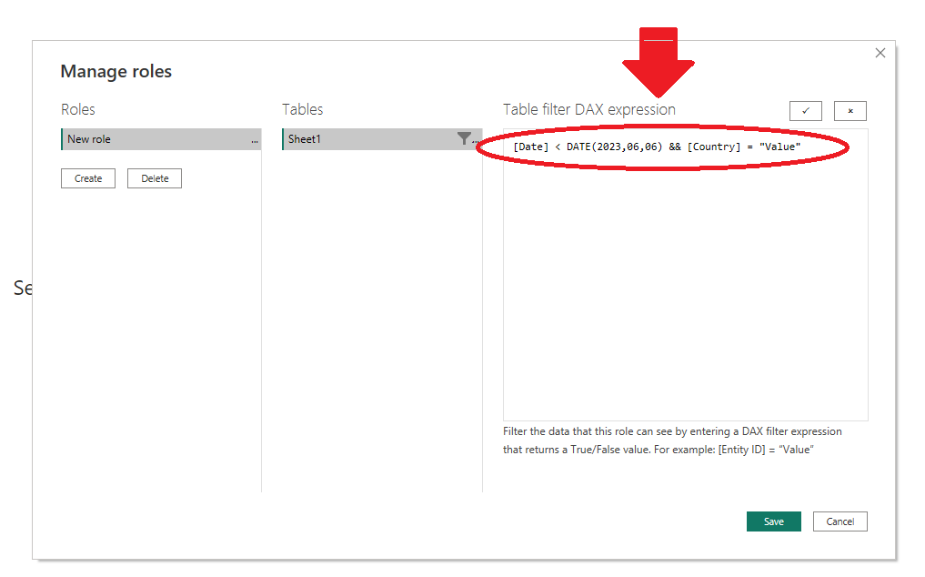 how to define security roles in Power BI