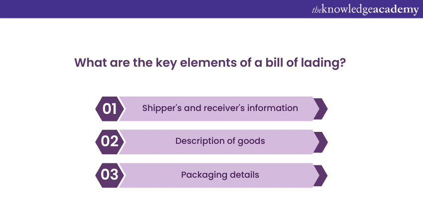 key elements of a bill of lading