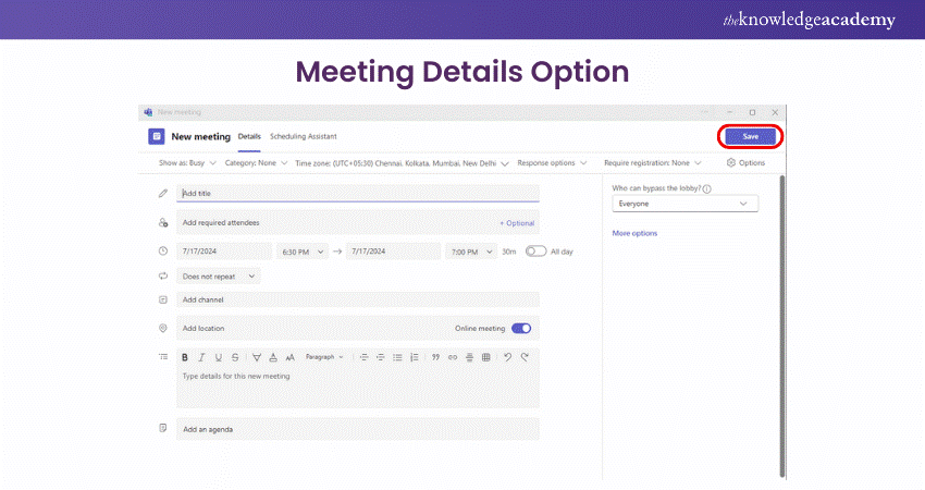 meeting details Option