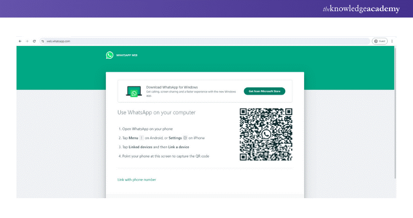 the WhatsApp Web sign-in page