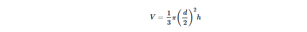 volume formula using the diameter 